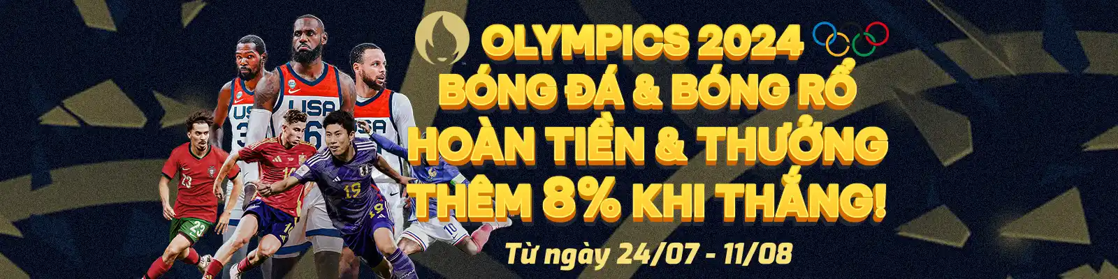 Hoàn tiền và thưởng thêm 8% khi thắng cá cược bóng đá, bóng rổ